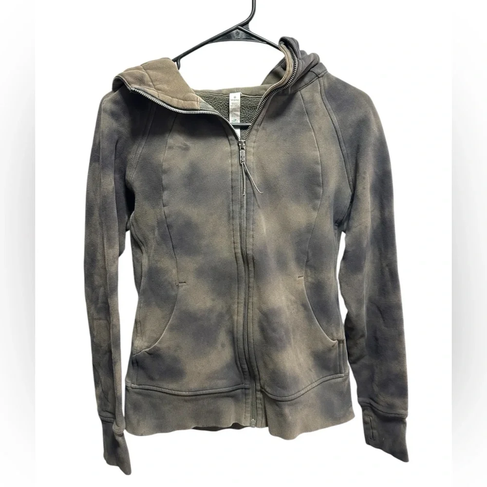 LULULEMON FULL ZIP TIE DYE HOODED SCUBA JACKET SIZE 8 - Picture 2 of 4